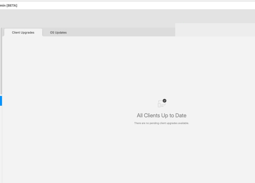 FileWave Central 16.4 Client Upgrades empty state reading All Clients Up to Date